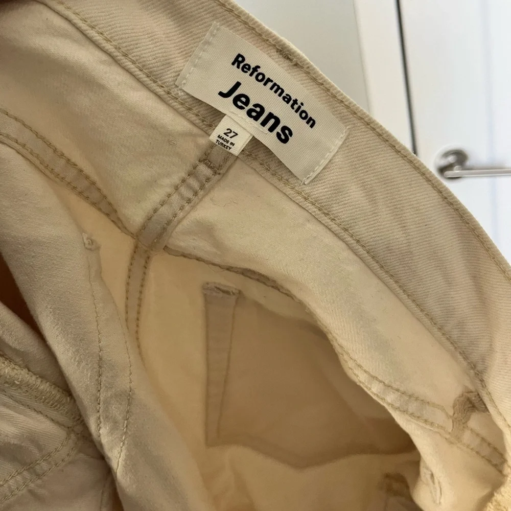 Reformation Abby High Rise Straight Jeans - Cream - Picture 4 of 6